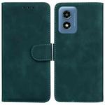 For Motorola Moto G Play 4G 2024 Skin Feel Pure Color Flip Leather Phone Case(Green)