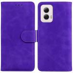 For Motorola Moto G Power 5G 2024 Skin Feel Pure Color Flip Leather Phone Case(Purple)