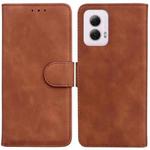 For Motorola Moto G Power 5G 2024 Skin Feel Pure Color Flip Leather Phone Case(Brown)