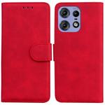 For Motorola Edge 50 Pro Skin Feel Pure Color Flip Leather Phone Case(Red)