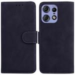 For Motorola Edge 50 Pro Skin Feel Pure Color Flip Leather Phone Case(Black)