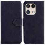 For Motorola Edge 50 Ultra Skin Feel Pure Color Flip Leather Phone Case(Black)