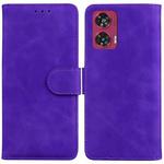 For Motorola Edge 50 Fusion Skin Feel Pure Color Flip Leather Phone Case(Purple)