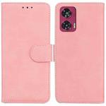 For Motorola Edge 50 Fusion Skin Feel Pure Color Flip Leather Phone Case(Pink)