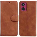 For Motorola Edge 50 Fusion Skin Feel Pure Color Flip Leather Phone Case(Brown)