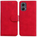 For Motorola Edge 2024 Skin Feel Pure Color Flip Leather Phone Case(Red)