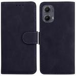 For Motorola Edge 2024 Skin Feel Pure Color Flip Leather Phone Case(Black)