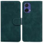 For Motorola Moto G85 Skin Feel Pure Color Flip Leather Phone Case(Green)