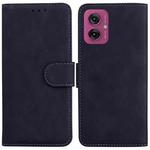 For Motorola Moto G55 Skin Feel Pure Color Flip Leather Phone Case(Black)