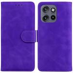 For Motorola Edge 50 Neo 5G Global Skin Feel Pure Color Flip Leather Phone Case(Purple)