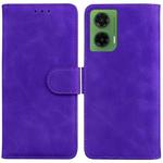 For Motorola Moto G35 Skin Feel Pure Color Flip Leather Phone Case(Purple)