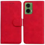 For Motorola Moto G35 Skin Feel Pure Color Flip Leather Phone Case(Red)