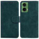 For Motorola Moto G35 Skin Feel Pure Color Flip Leather Phone Case(Green)