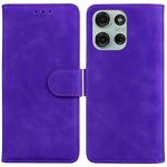 For Motorola Moto G75 5G Skin Feel Pure Color Flip Leather Phone Case(Purple)