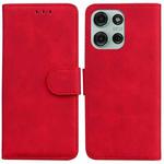 For Motorola Moto G75 5G Skin Feel Pure Color Flip Leather Phone Case(Red)