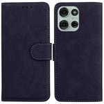 For Motorola Moto G75 5G Skin Feel Pure Color Flip Leather Phone Case(Black)