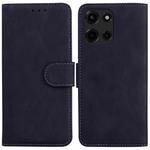 For Motorola Moto G 5G 2025 Skin Feel Pure Color Flip Leather Phone Case(Black)