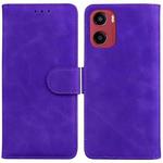 For Motorola Moto G05 / E15 Skin Feel Pure Color Flip Leather Phone Case(Purple)