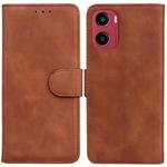 For Motorola Moto G05 / E15 Skin Feel Pure Color Flip Leather Phone Case(Brown)