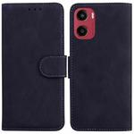 For Motorola Moto G05 / E15 Skin Feel Pure Color Flip Leather Phone Case(Black)