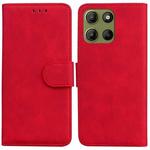 For Motorola Moto G15 Skin Feel Pure Color Flip Leather Phone Case(Red)