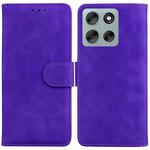 For Motorola Moto G56 5G / G66j 5G / G66y 5G Skin Feel Pure Color Flip Leather Phone Case(Purple)
