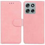 For Motorola Moto G56 5G / G66j 5G / G66y 5G Skin Feel Pure Color Flip Leather Phone Case(Pink)