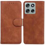 For Motorola Moto G56 5G / G66j 5G / G66y 5G Skin Feel Pure Color Flip Leather Phone Case(Brown)