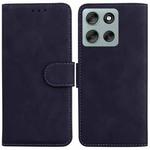For Motorola Moto G56 5G / G66j 5G / G66y 5G Skin Feel Pure Color Flip Leather Phone Case(Black)