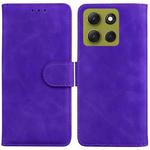 For Motorola Moto G86 5G Skin Feel Pure Color Flip Leather Phone Case(Purple)