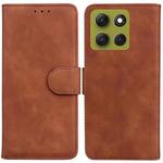For Motorola Moto G86 5G Skin Feel Pure Color Flip Leather Phone Case(Brown)