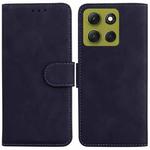 For Motorola Moto G86 5G Skin Feel Pure Color Flip Leather Phone Case(Black)