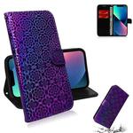 For iPhone 15 Plus Colorful Magnetic Buckle Leather Phone Case(Purple)