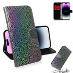 For iPhone 15 Pro Colorful Magnetic Buckle Leather Phone Case(Silver)