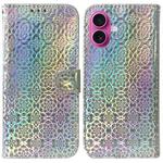 For iPhone 17 Colorful Magnetic Buckle Leather Phone Case(Silver)