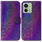 For Motorola Edge 40 Colorful Magnetic Buckle Leather Phone Case(Purple)