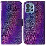 For Motorola Edge 40 Pro Colorful Magnetic Buckle Leather Phone Case(Purple)