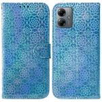 For Motorola Moto G14 Colorful Magnetic Buckle Leather Phone Case(Blue)