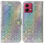 For Motorola Moto G84 Colorful Magnetic Buckle Leather Phone Case(Silver)
