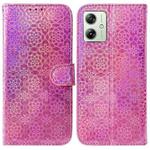 For Motorola Moto G54 Colorful Magnetic Buckle Leather Phone Case(Pink)