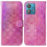 For Motorola Edge 40 Neo Colorful Magnetic Buckle Leather Phone Case(Pink)