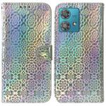 For Motorola Edge 40 Neo Colorful Magnetic Buckle Leather Phone Case(Silver)
