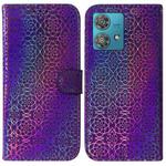 For Motorola Edge 40 Neo Colorful Magnetic Buckle Leather Phone Case(Purple)