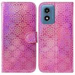 For Motorola Moto G Play 4G 2024 Colorful Magnetic Buckle Leather Phone Case(Pink)