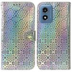 For Motorola Moto G Play 4G 2024 Colorful Magnetic Buckle Leather Phone Case(Silver)