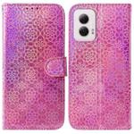 For Motorola Moto G Power 5G 2024 Colorful Magnetic Buckle Leather Phone Case(Pink)