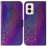 For Motorola Moto G Power 5G 2024 Colorful Magnetic Buckle Leather Phone Case(Purple)