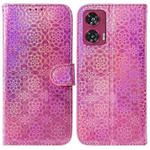 For Motorola Edge 50 Fusion Colorful Magnetic Buckle Leather Phone Case(Pink)