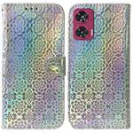 For Motorola Edge 50 Fusion Colorful Magnetic Buckle Leather Phone Case(Silver)