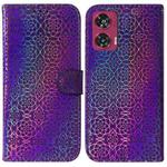 For Motorola Edge 50 Fusion Colorful Magnetic Buckle Leather Phone Case(Purple)